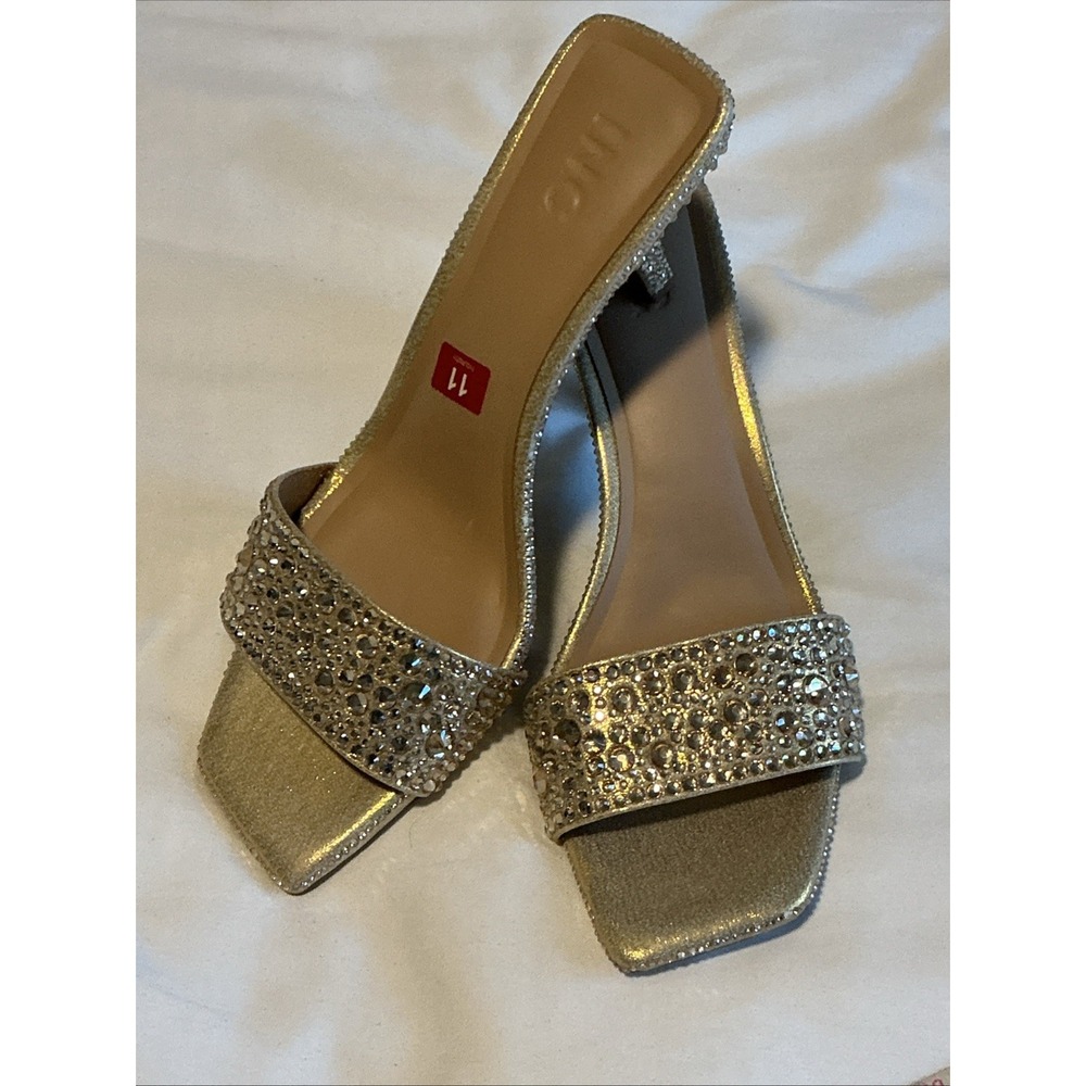 INC International Concepts Galle Slide‎ Dress Sandals Gold Bling 11M